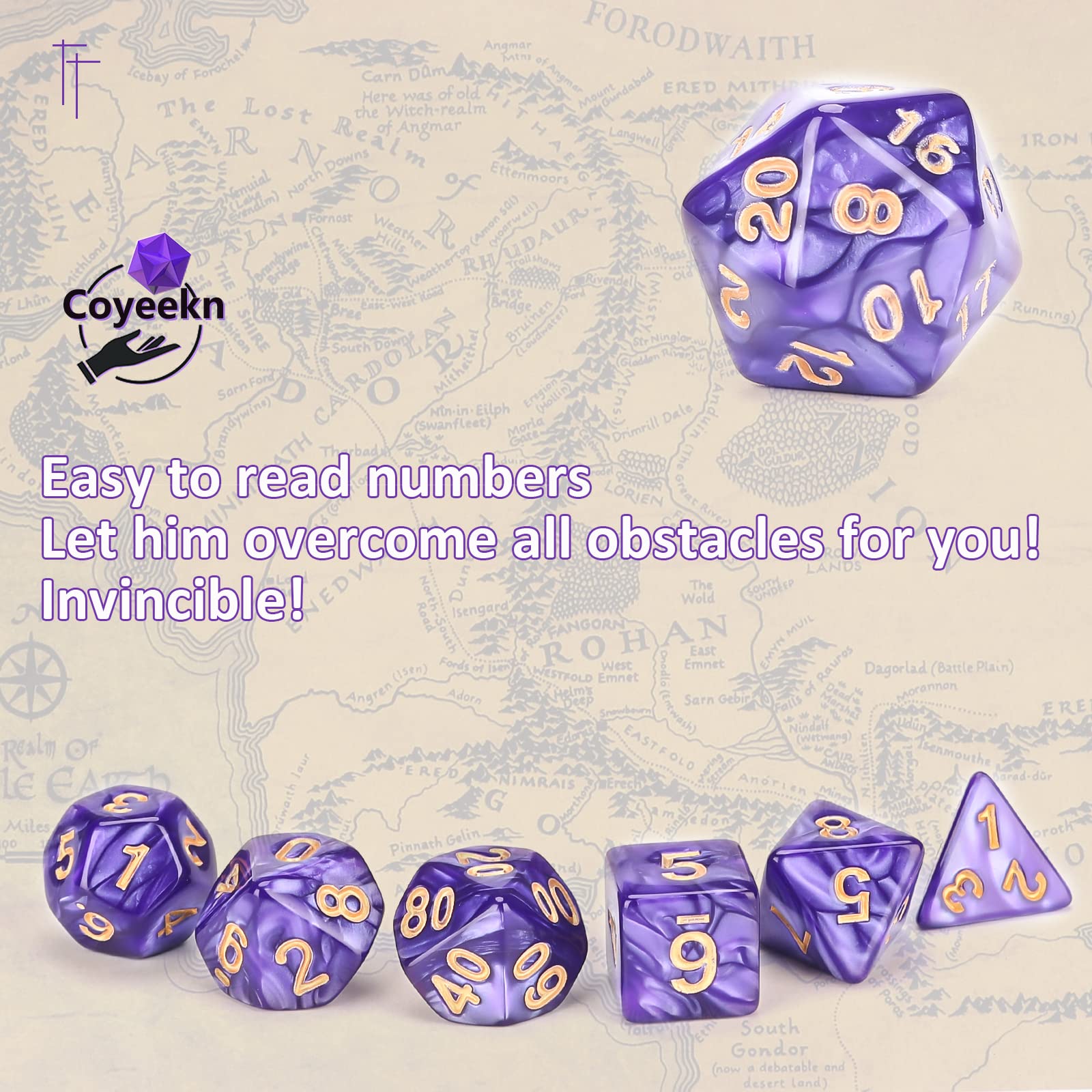 Coyeekn 70-Piece DND Dice Set: 10 Complete Polyhedral Sets (d4, d6, d8, d10, d12, d20) with Storage Pouch for RPGs
