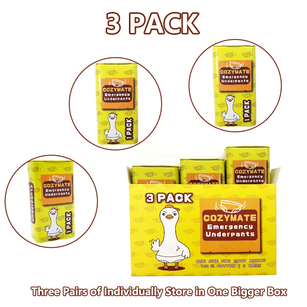 COZYMATE Emergency Underpants in a Can – 3 Pairs Instant Underwear in Compact Tin, Funny Gag Gift for Men and Women
