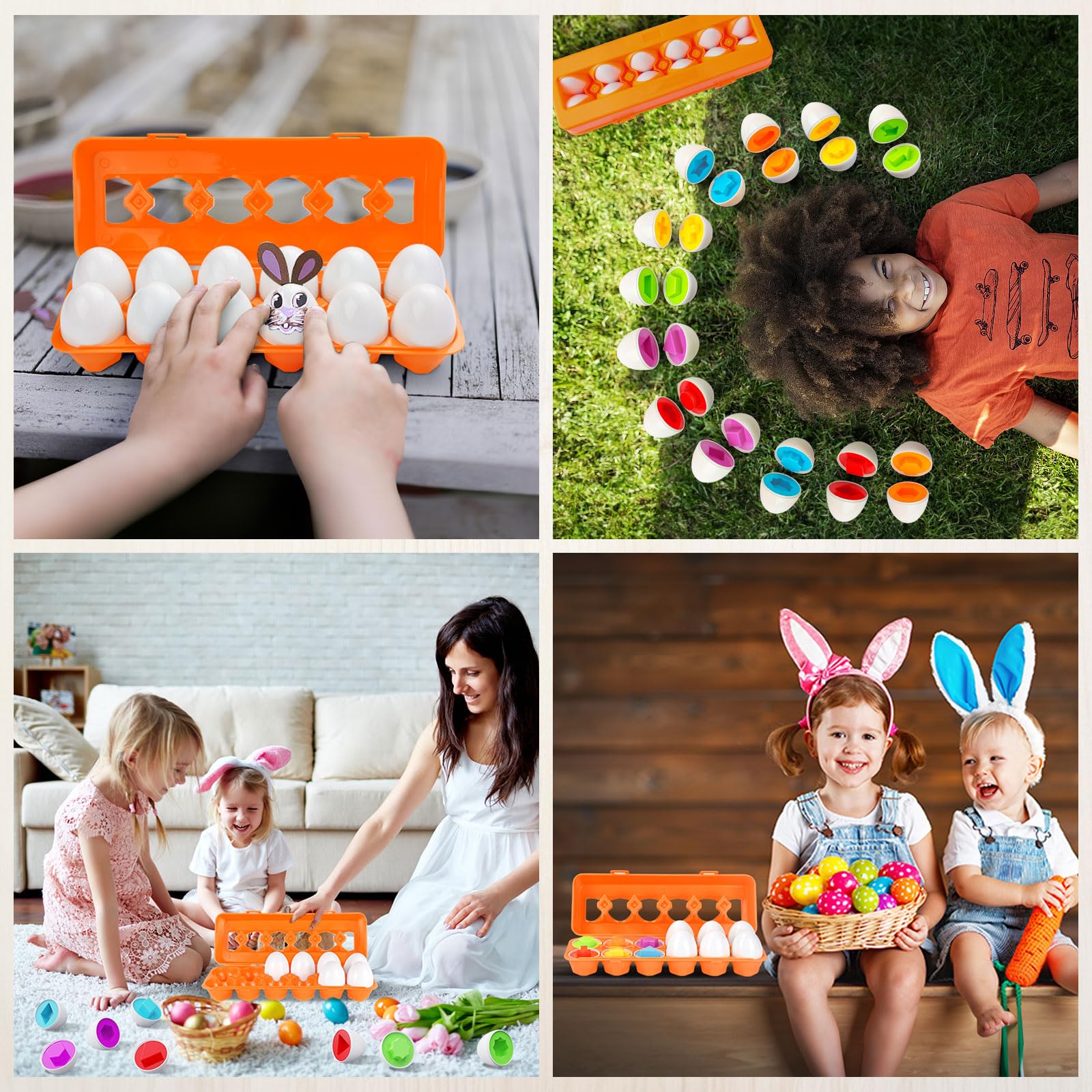 CPSYUB Montessori Matching Eggs – 12-Piece Color & Shape Sorting Toy for Toddlers 18 Months to 3 Years, BPA-Free ABS Plastic