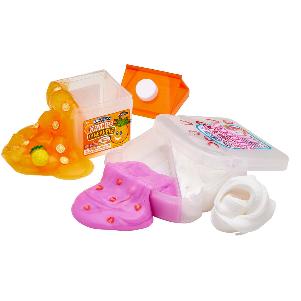 CRA-Z-Art Lunch-Themed Slime Set: Scented Orange Pineapple Drink & Strawberry Fluff Slimywich