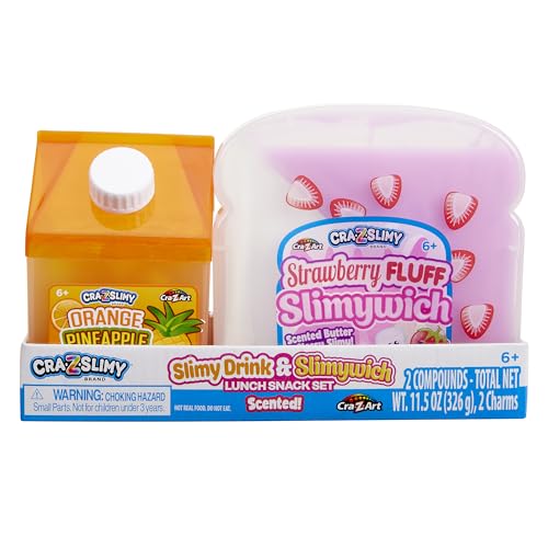 CRA-Z-Art Lunch-Themed Slime Set: Scented Orange Pineapple Drink & Strawberry Fluff Slimywich