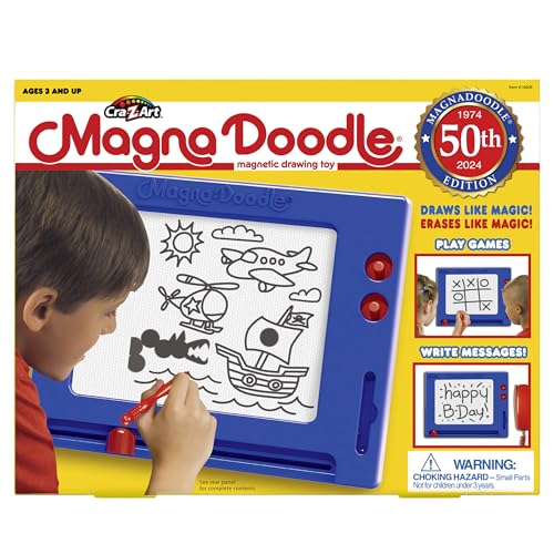 Cra-Z-Art Retro Magna Doodle – Classic Magnetic Drawing Board, Blue/White, Ages 3+