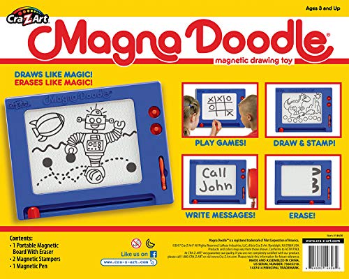 Cra-Z-Art Retro Magna Doodle – Classic Magnetic Drawing Board, Blue/White, Ages 3+