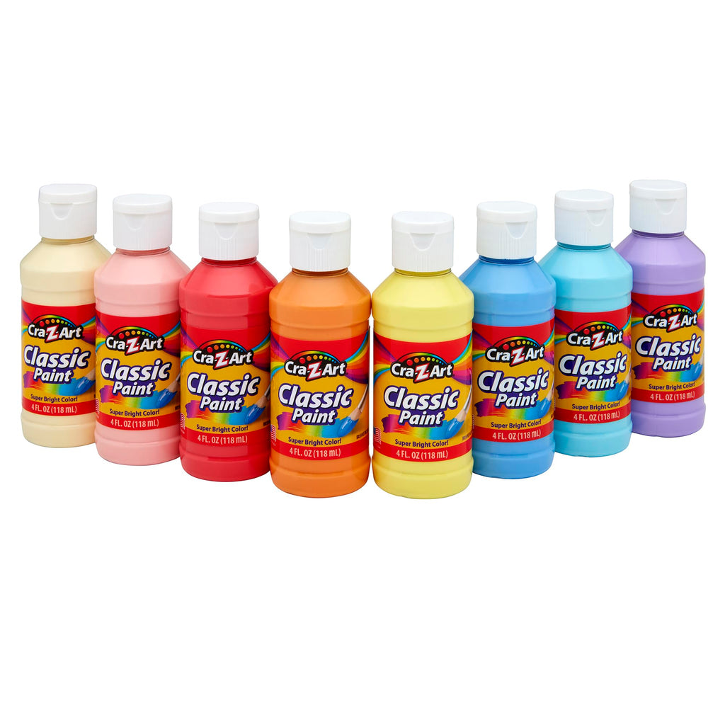 Cra-Z-Art Washable Pastel Paint Set – 8 Bottles of 4oz, Non-Toxic, Made in USA