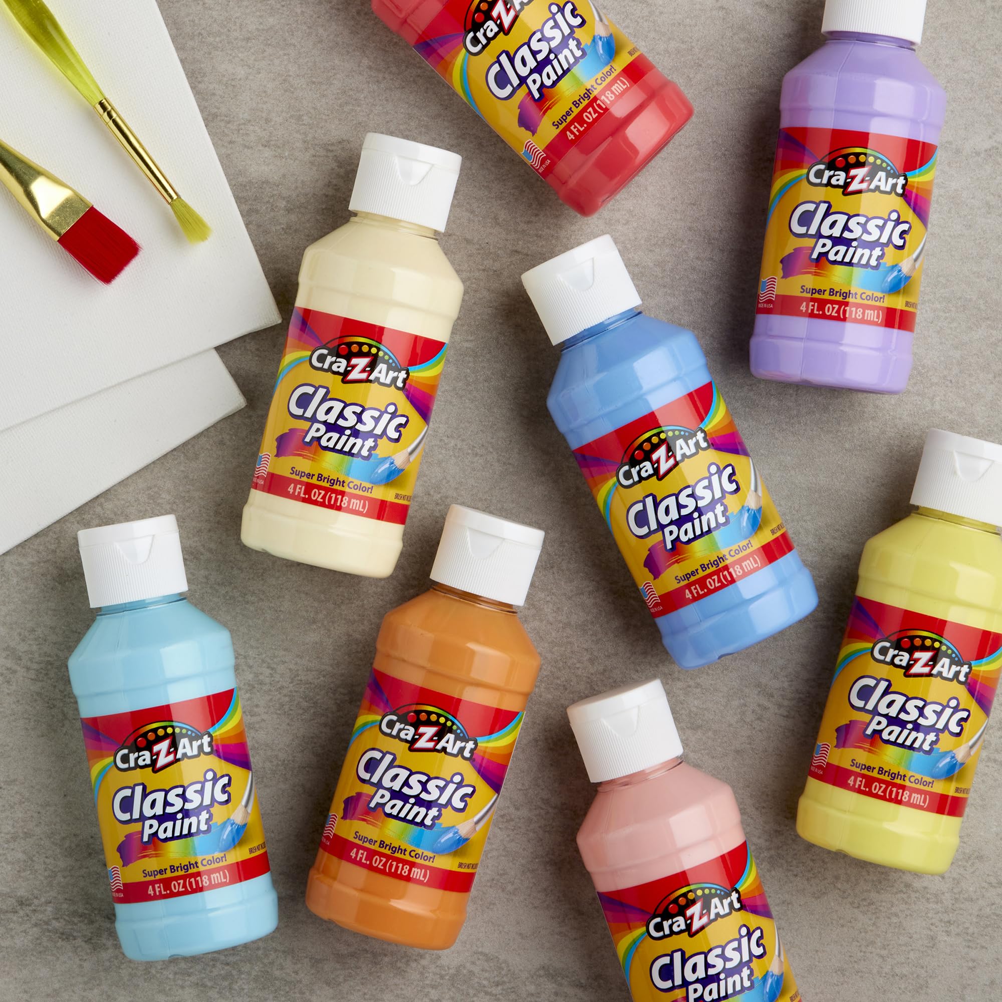 Cra-Z-Art Washable Pastel Paint Set – 8 Bottles of 4oz, Non-Toxic, Made in USA