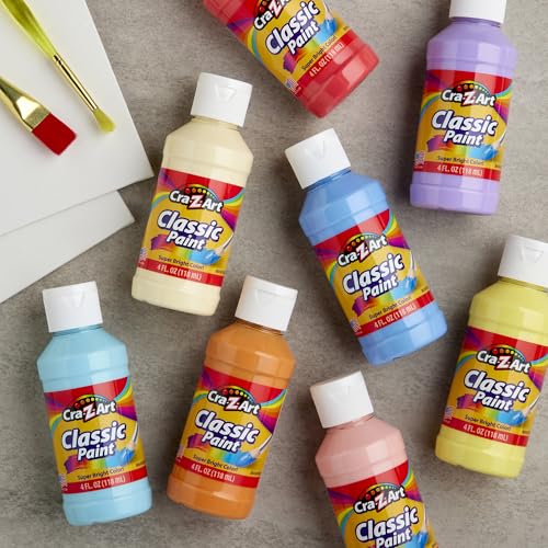 Cra-Z-Art Washable Pastel Paint Set – 8 Bottles of 4oz, Non-Toxic, Made in USA