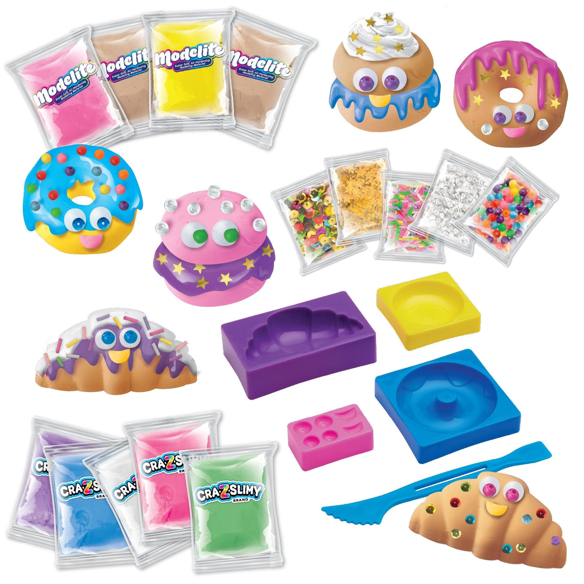 Cra-Z-Slimy Pastry Party Dessert Slime Kit – Scented DIY Slime with Molds, Sprinkles & Air-Dry Compound