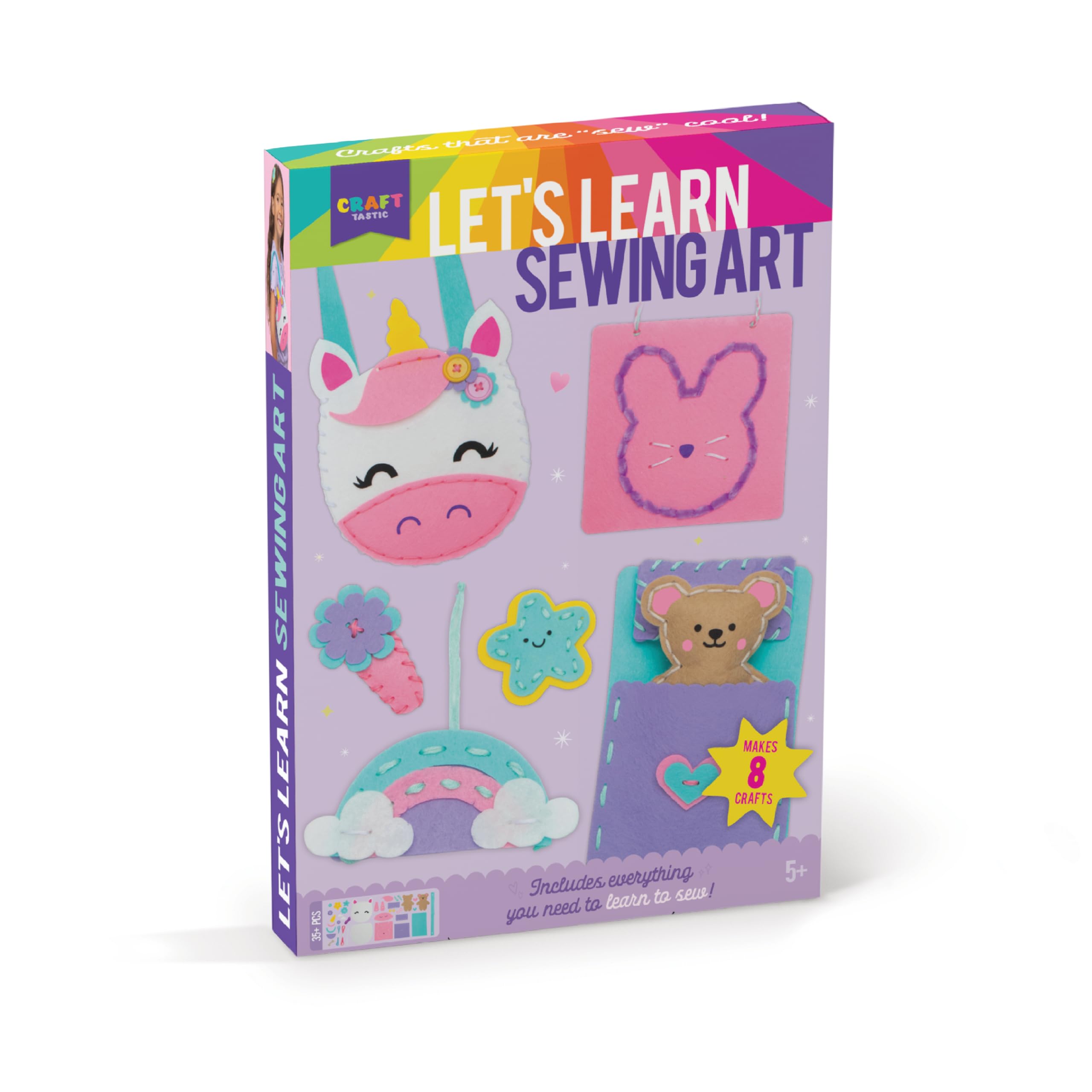 Craft-tastic Let's Learn to Sew Kit – 8 Projects, 3 Skill Levels, Ages 5+