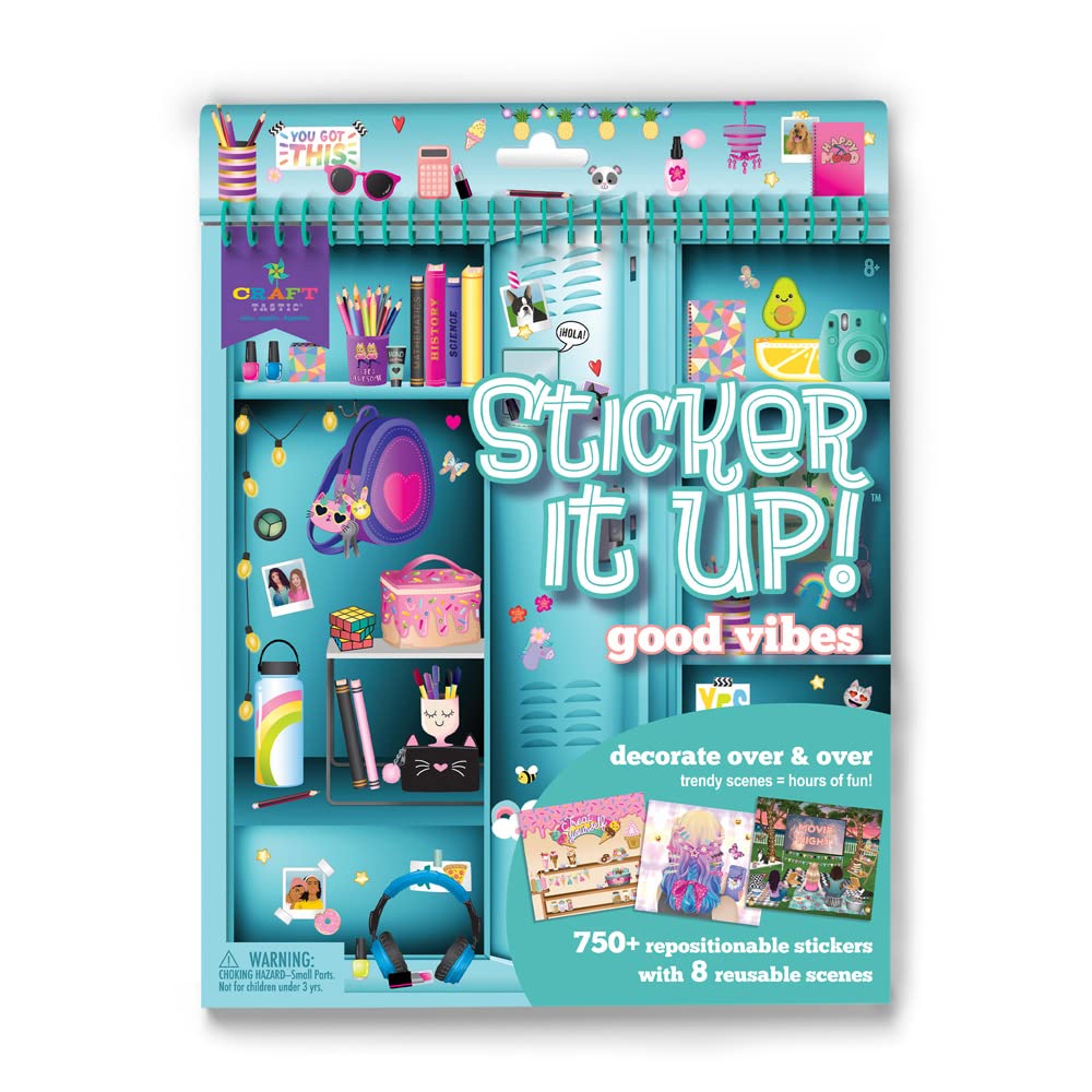 Craft-Tastic Sticker It Up! Reusable Sticker Book – 8 Scenes, 750+ Stickers