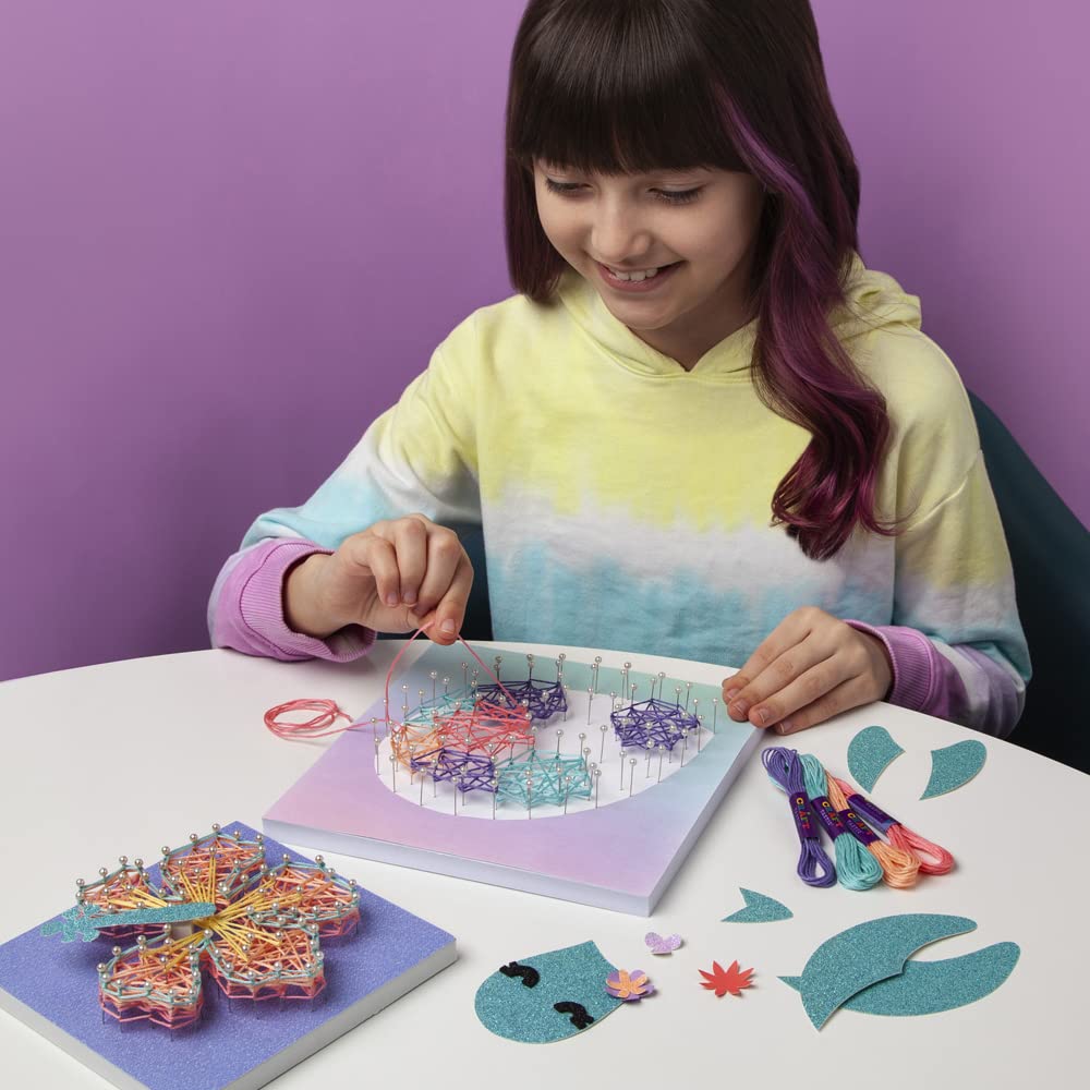 Craft-Tastic String Art Sea Turtle & Hibiscus Kit – 2 Foam Canvas Projects for Ages 10+