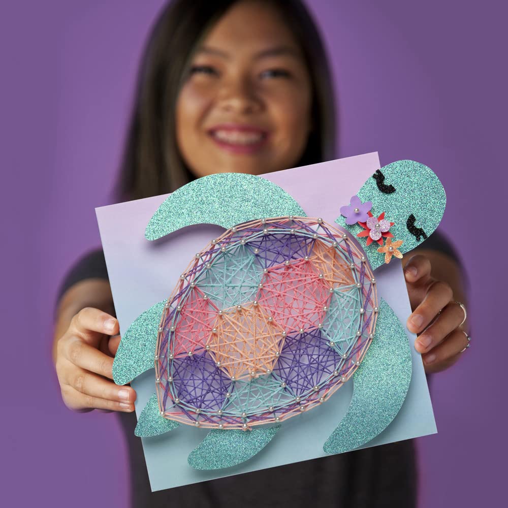 Craft-Tastic String Art Sea Turtle & Hibiscus Kit – 2 Foam Canvas Projects for Ages 10+
