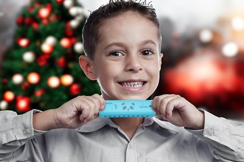 CRAFTEEM Blue Harmonica in Key of C – 10 Hole 20 Tone Beginner Instrument for Kids