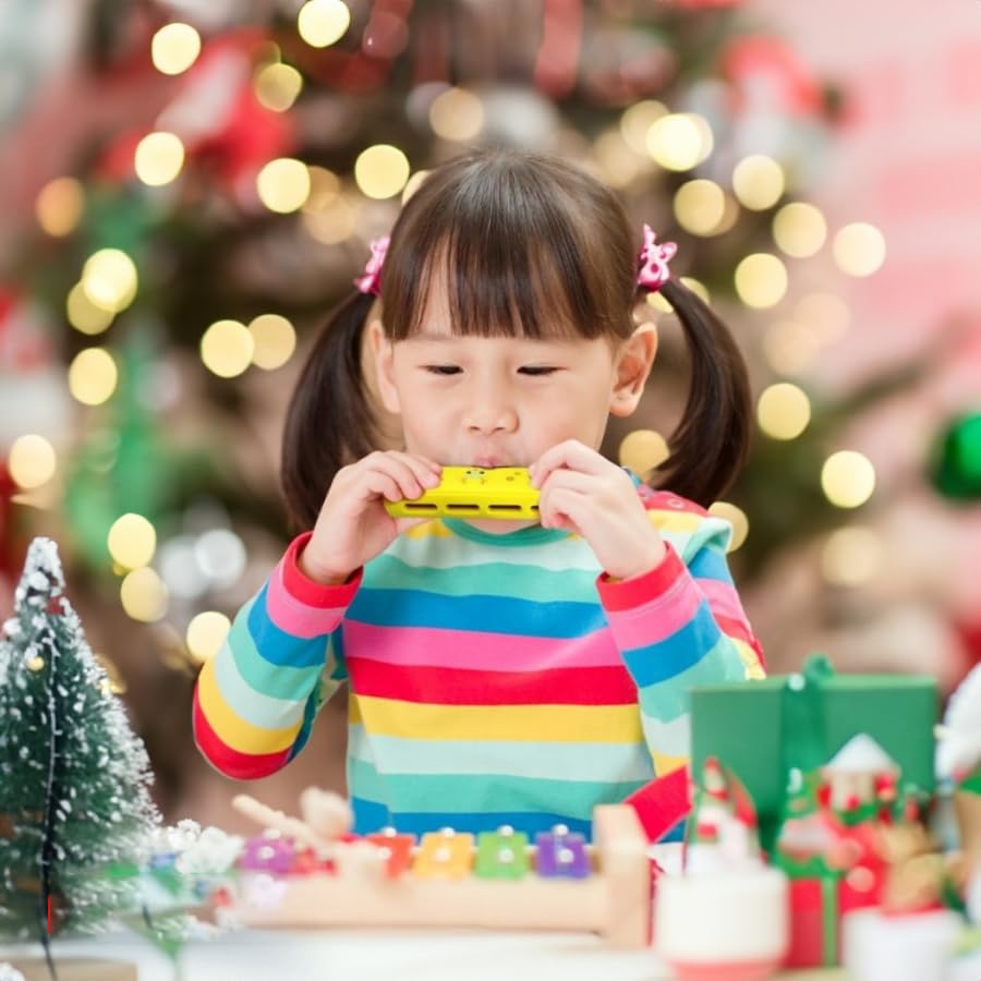 Crafteem Yellow Harmonica for Kids – Beginner-Friendly 10-Hole C Key Diatonic