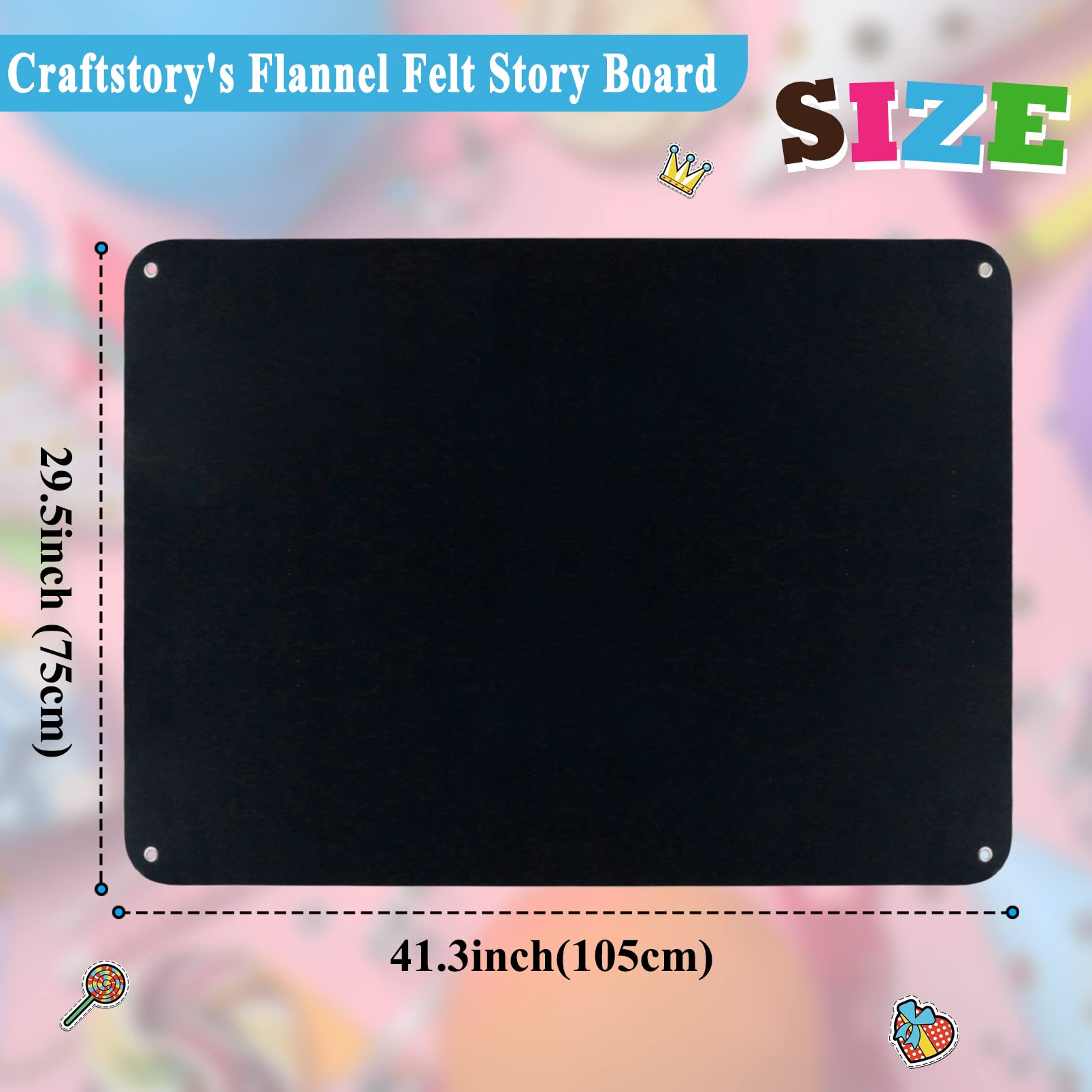 Craftstory 3.5 ft Felt Flannel Board for Toddlers, Black Wall-Hanging Storytelling Activity Set for Preschoolers