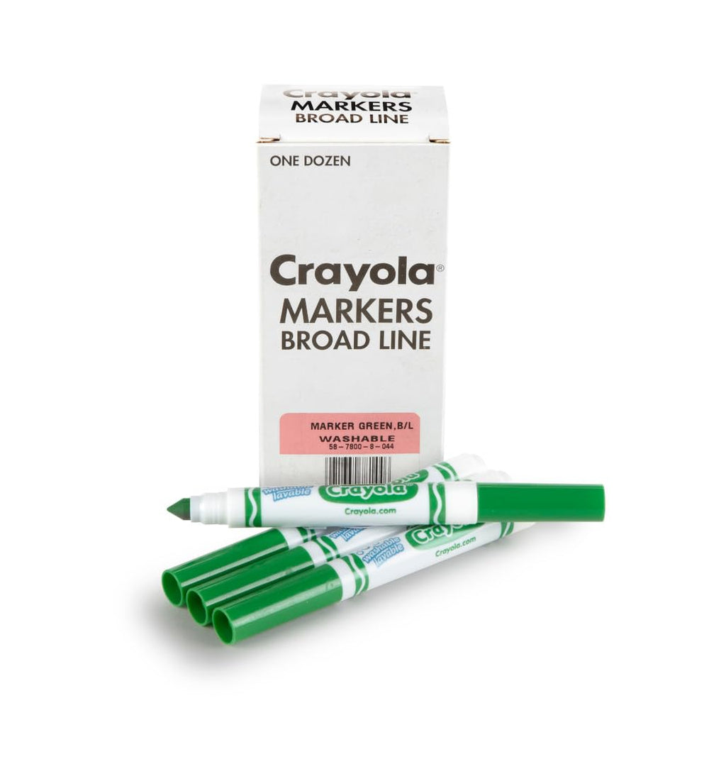 Crayola 12 Count Green Washable Broad Line Markers – Bulk Pack