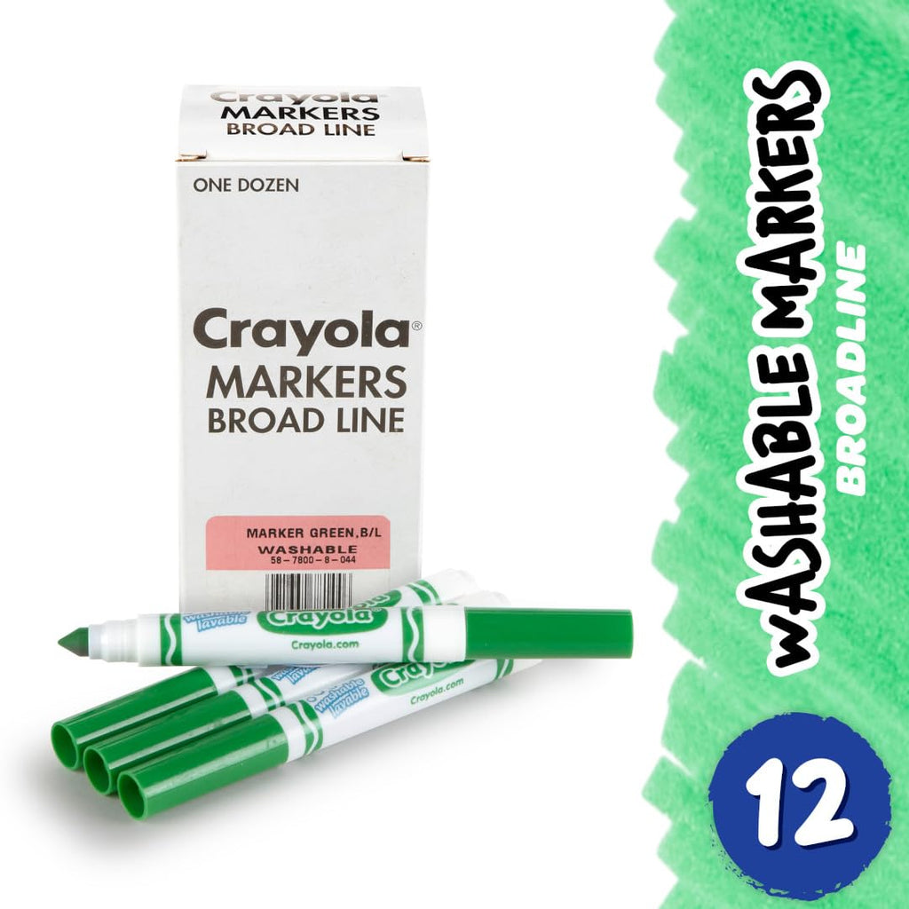 Crayola 12 Count Green Washable Broad Line Markers – Bulk Pack
