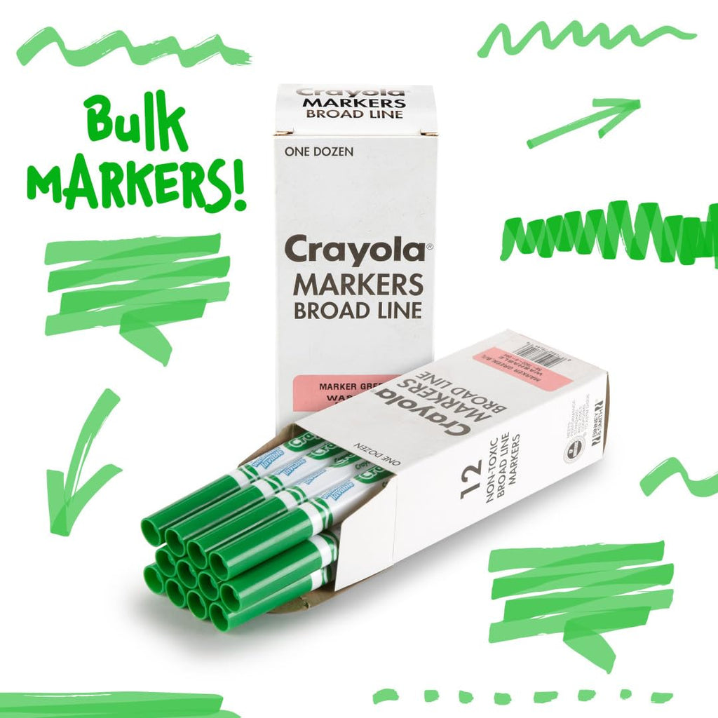 Crayola 12 Count Green Washable Broad Line Markers – Bulk Pack