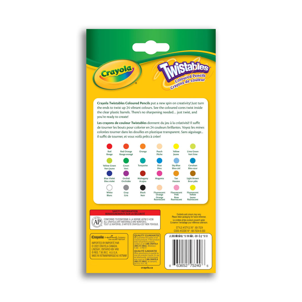 Crayola 24 Twistables Colored Pencils: Twist to Reveal Color, No Sharpener Needed