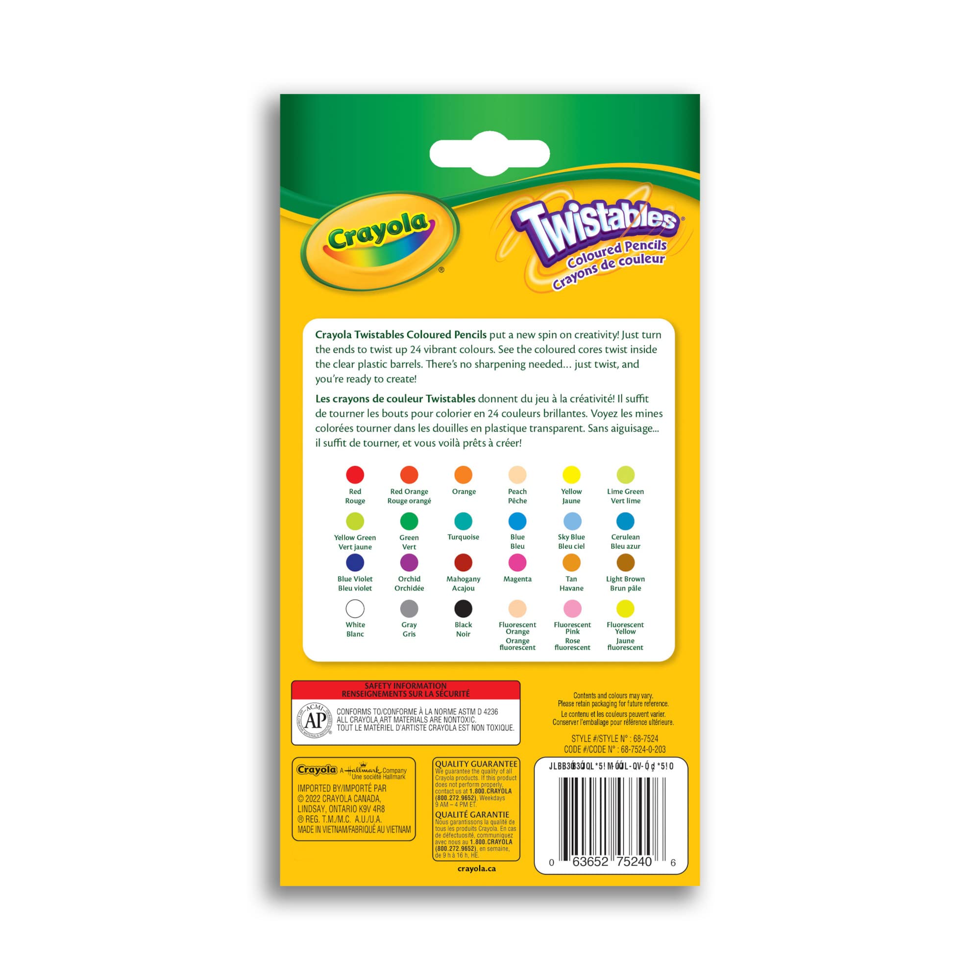 Crayola 24 Twistables Colored Pencils: Twist to Reveal Color, No Sharpener Needed