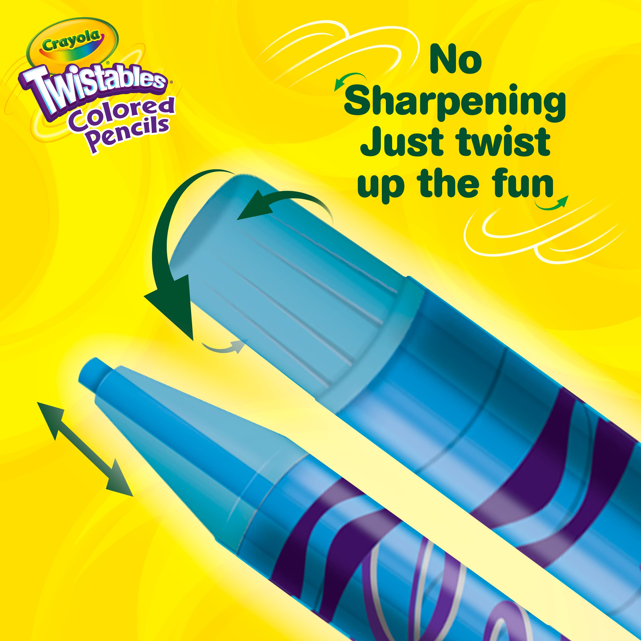 Crayola 24 Twistables Colored Pencils: Twist to Reveal Color, No Sharpener Needed