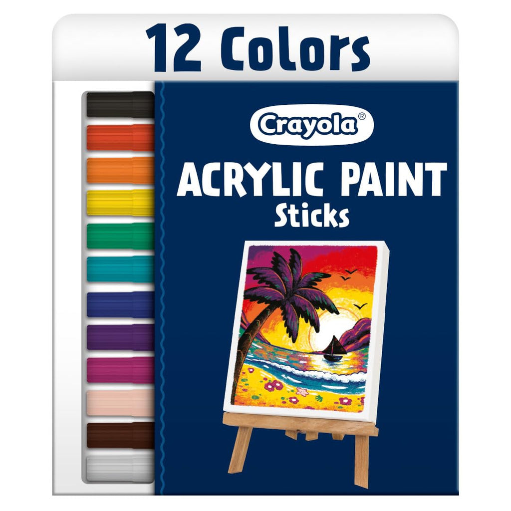 Crayola Acrylic Paint Doodle Sticks (12ct) – Quick-Dry, Less Mess Multi-Surface Paint Markers for Kids