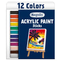 Crayola Acrylic Paint Doodle Sticks (12ct) – Quick-Dry, Less Mess Multi-Surface Paint Markers for Kids