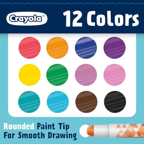 Crayola Acrylic Paint Doodle Sticks (12ct) – Quick-Dry, Less Mess Multi-Surface Paint Markers for Kids