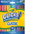 Crayola Clicks Retractable Tip Markers (10ct) – Washable Cone Tip Markers for Kids