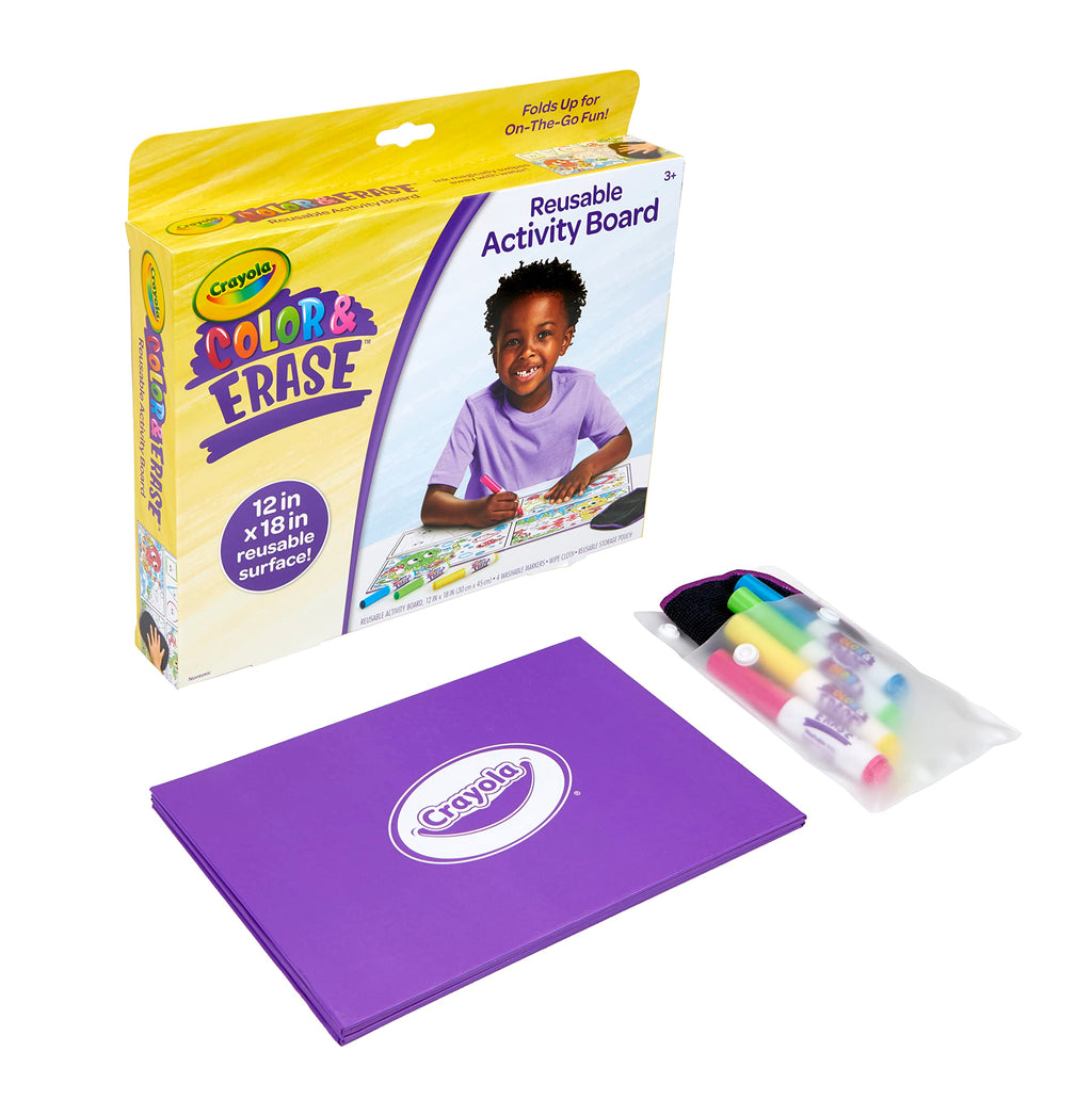 Crayola Color and Erase Reusable Activity Board – Reusable Drawing Board with Washable Markers, Ages 3+