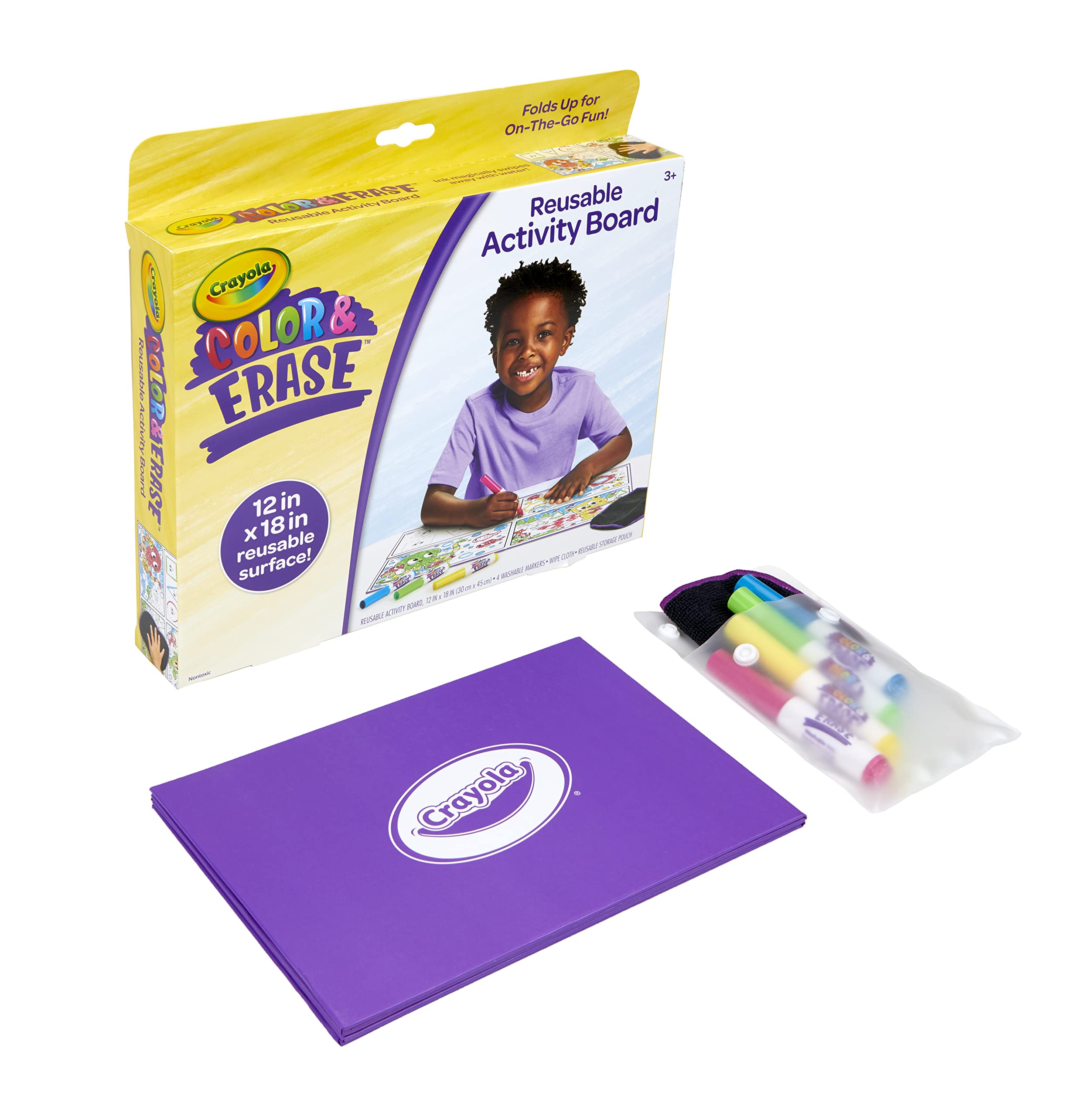 Crayola Color and Erase Reusable Activity Board – Reusable Drawing Board with Washable Markers, Ages 3+
