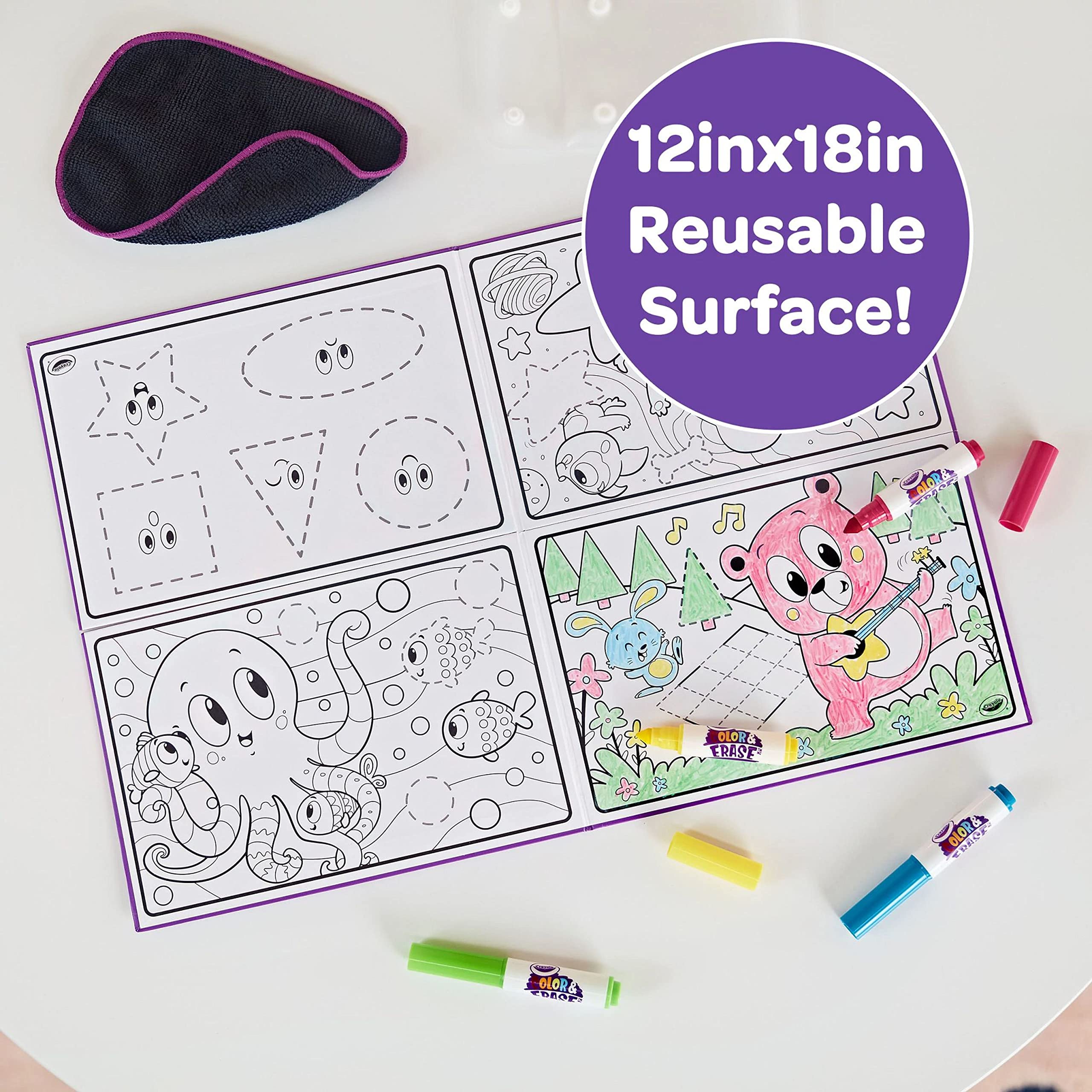 Crayola Color and Erase Reusable Activity Board – Reusable Drawing Board with Washable Markers, Ages 3+