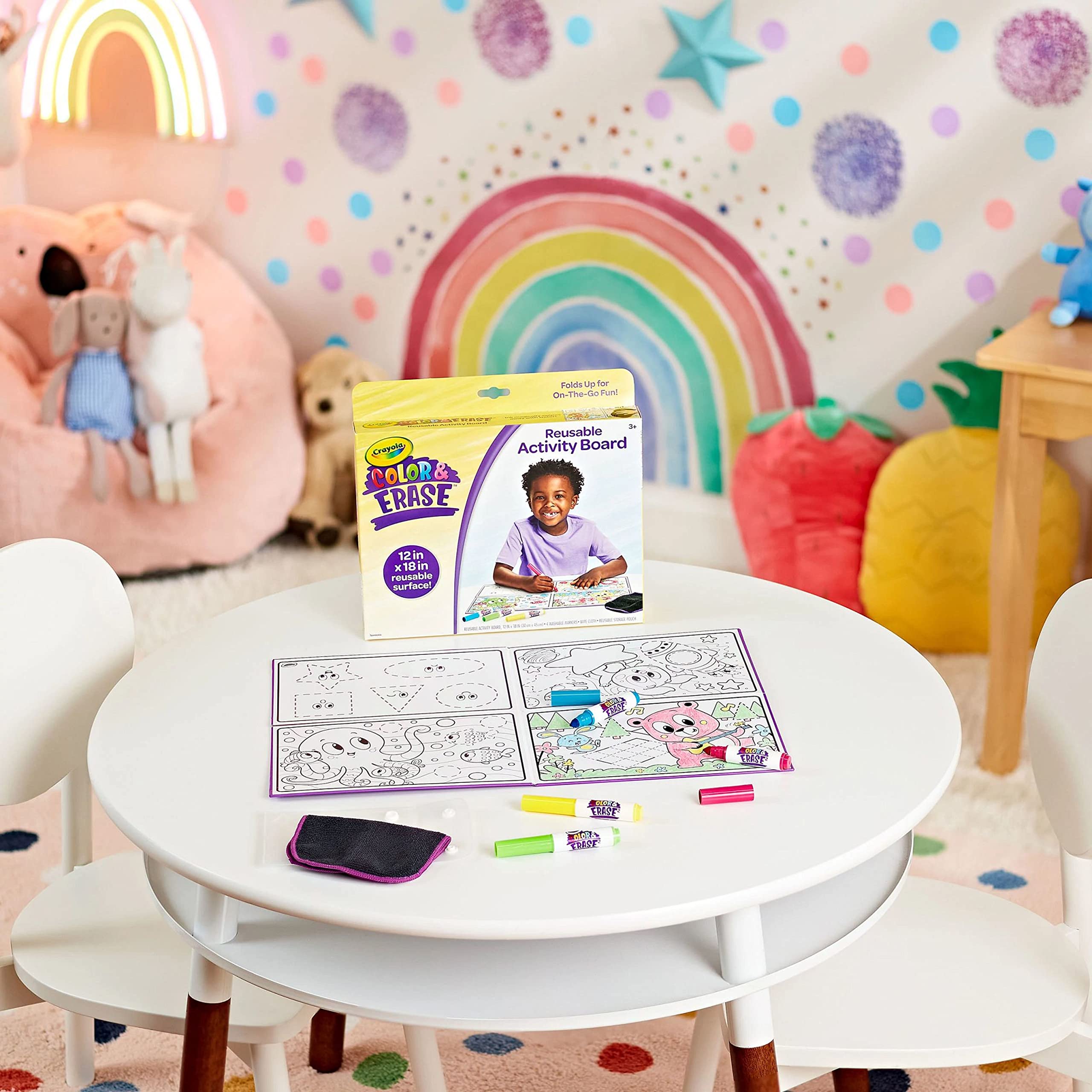 Crayola Color and Erase Reusable Activity Board – Reusable Drawing Board with Washable Markers, Ages 3+