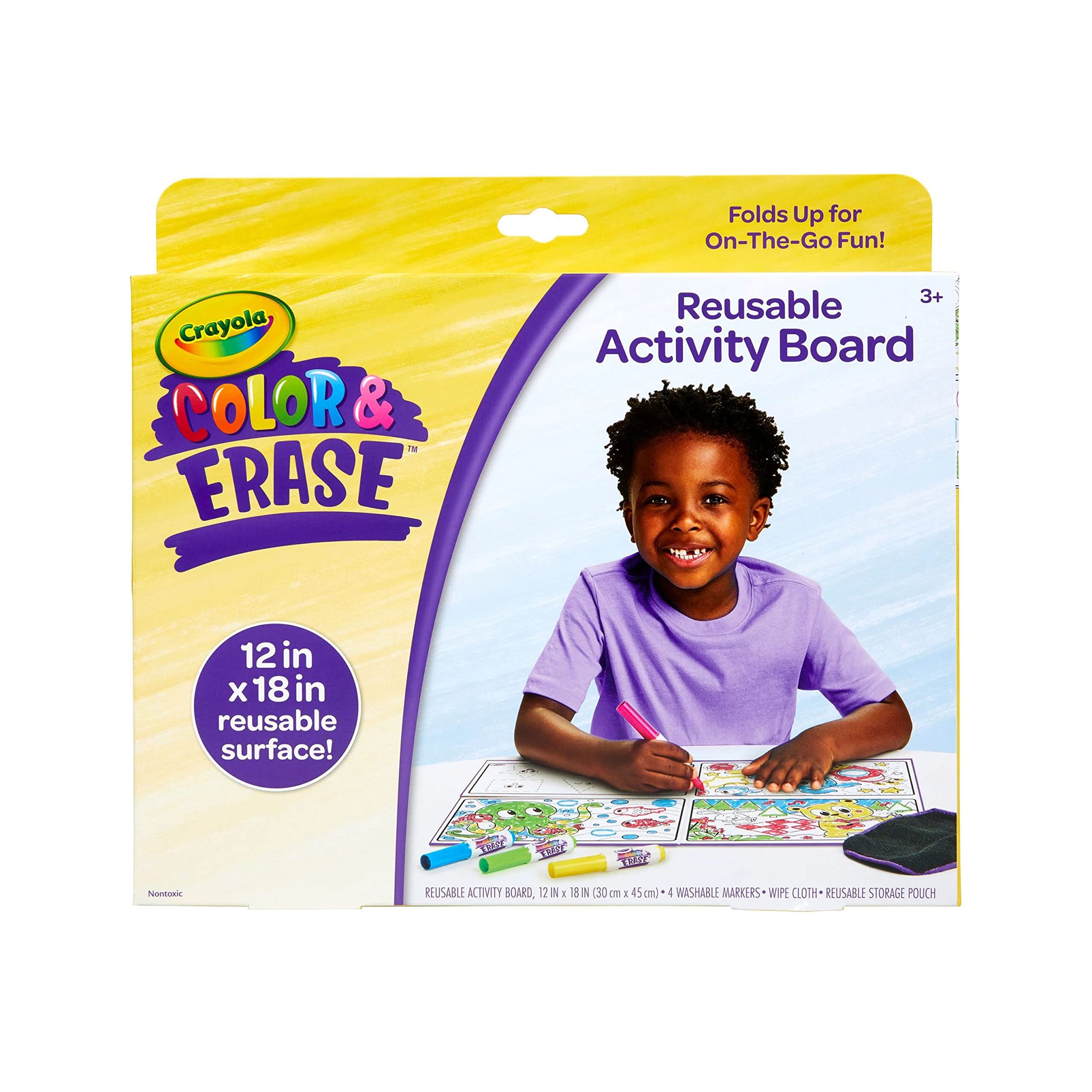 Crayola Color and Erase Reusable Activity Board – Reusable Drawing Board with Washable Markers, Ages 3+