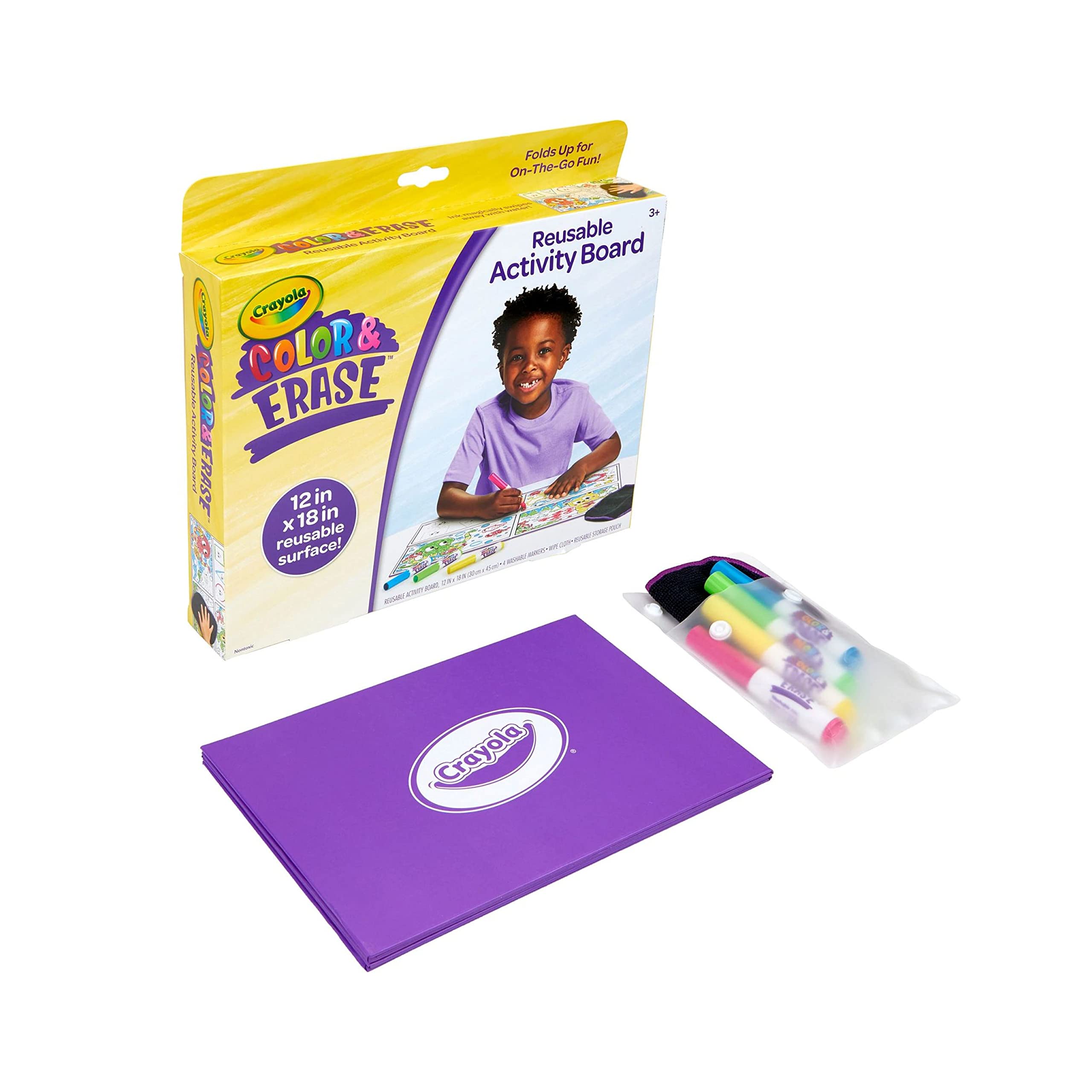 Crayola Color and Erase Reusable Activity Board – Reusable Drawing Board with Washable Markers, Ages 3+