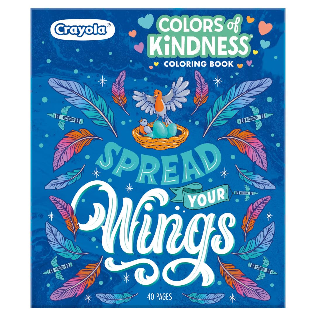 Crayola Colors of Kindness Adult Coloring Book - 40 Pages of Uplifting Messages, Perforated Paper, 8.5x10 Inch