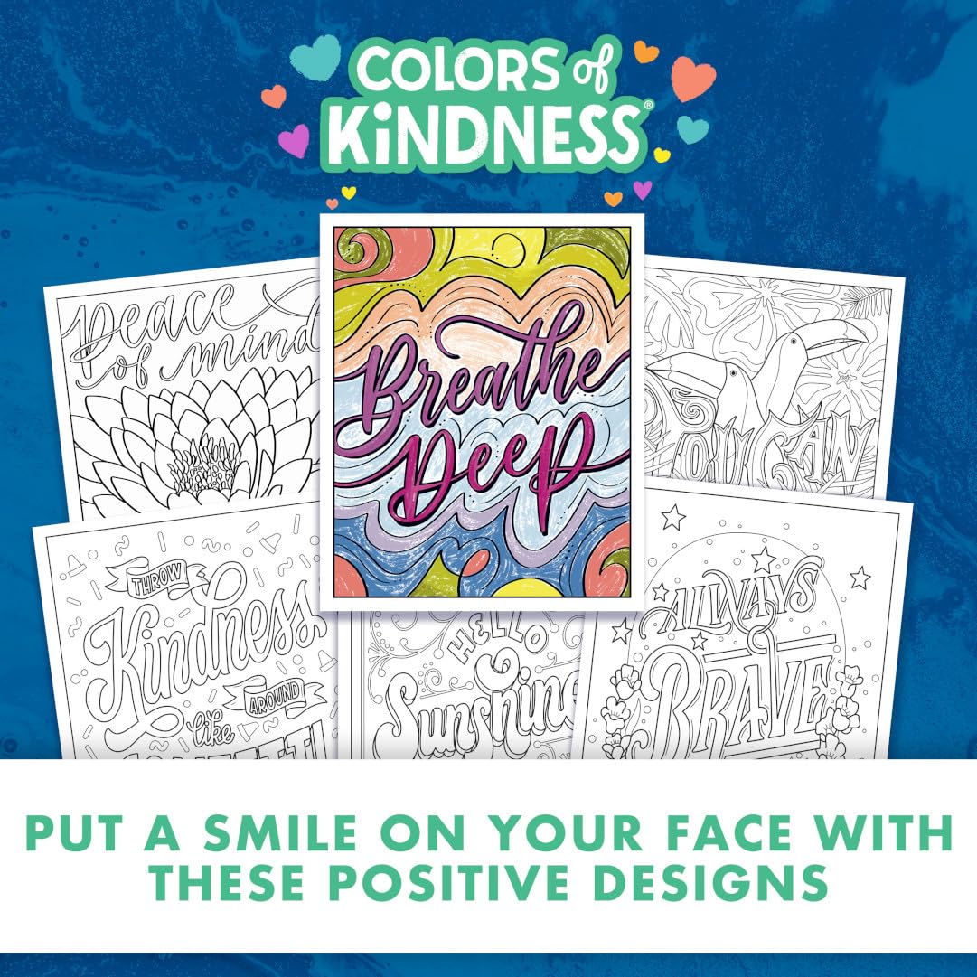 Crayola Colors of Kindness Adult Coloring Book - 40 Pages of Uplifting Messages, Perforated Paper, 8.5x10 Inch
