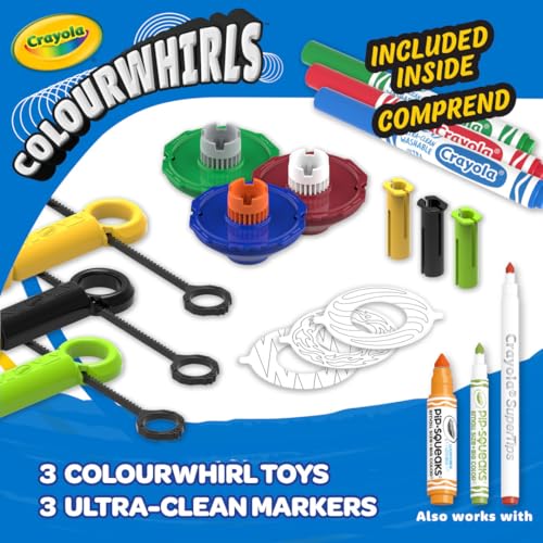 Crayola Colourwhirls (3ct) Spin Art Toy – Battling Spinning Tops for Kids Ages 6+
