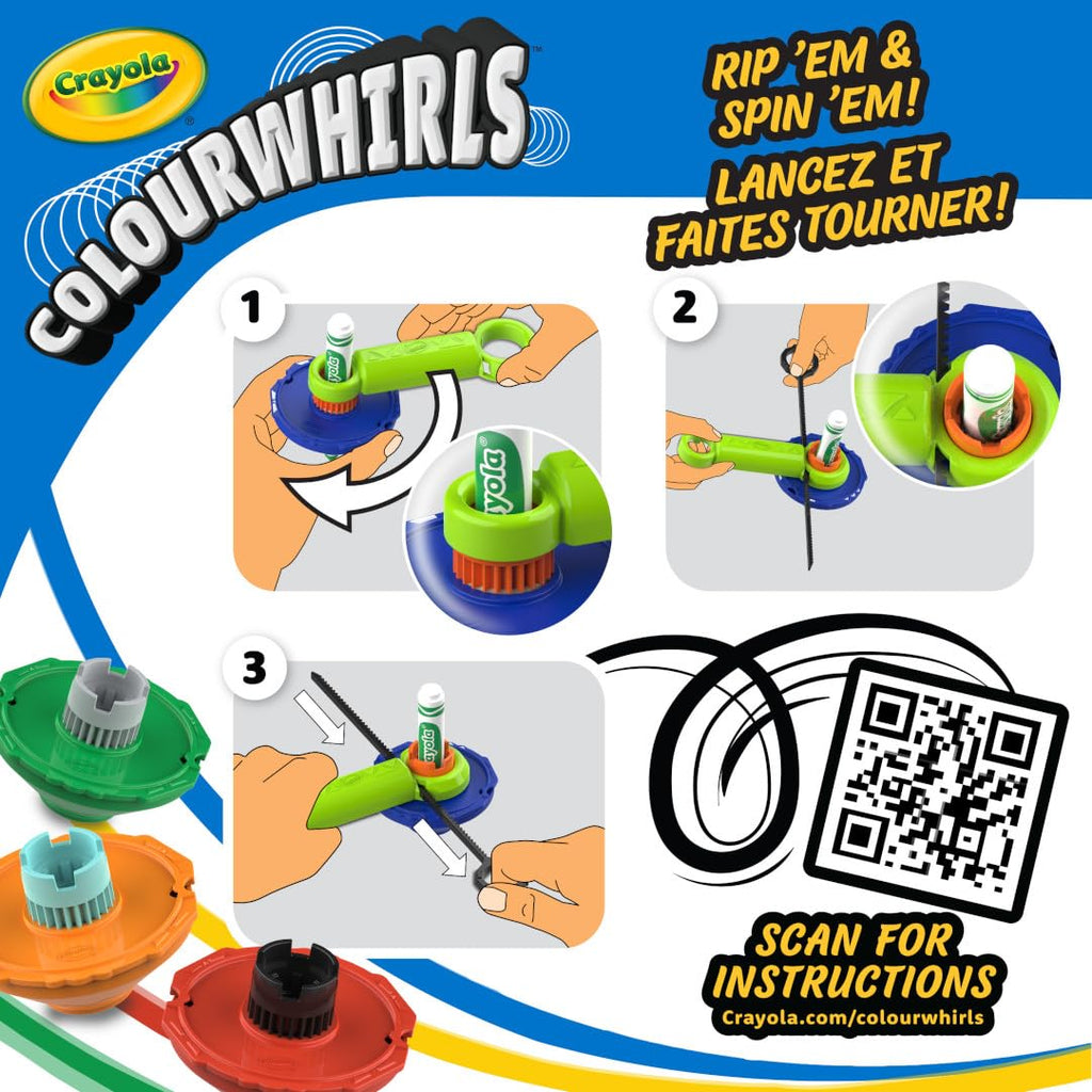 Crayola Colourwhirls (3ct) Spin Art Toy – Battling Spinning Tops for Kids Ages 6+