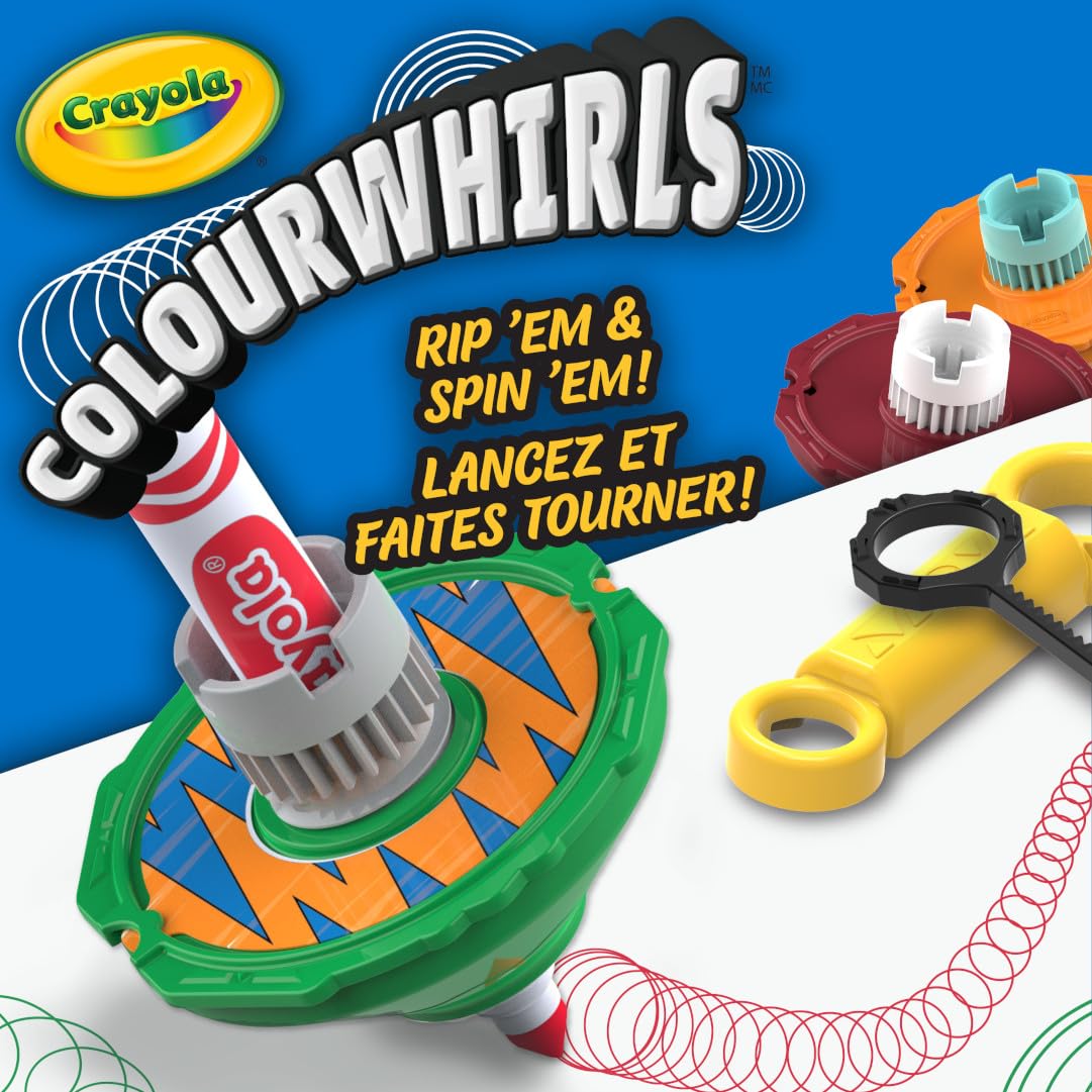 Crayola Colourwhirls (3ct) Spin Art Toy – Battling Spinning Tops for Kids Ages 6+