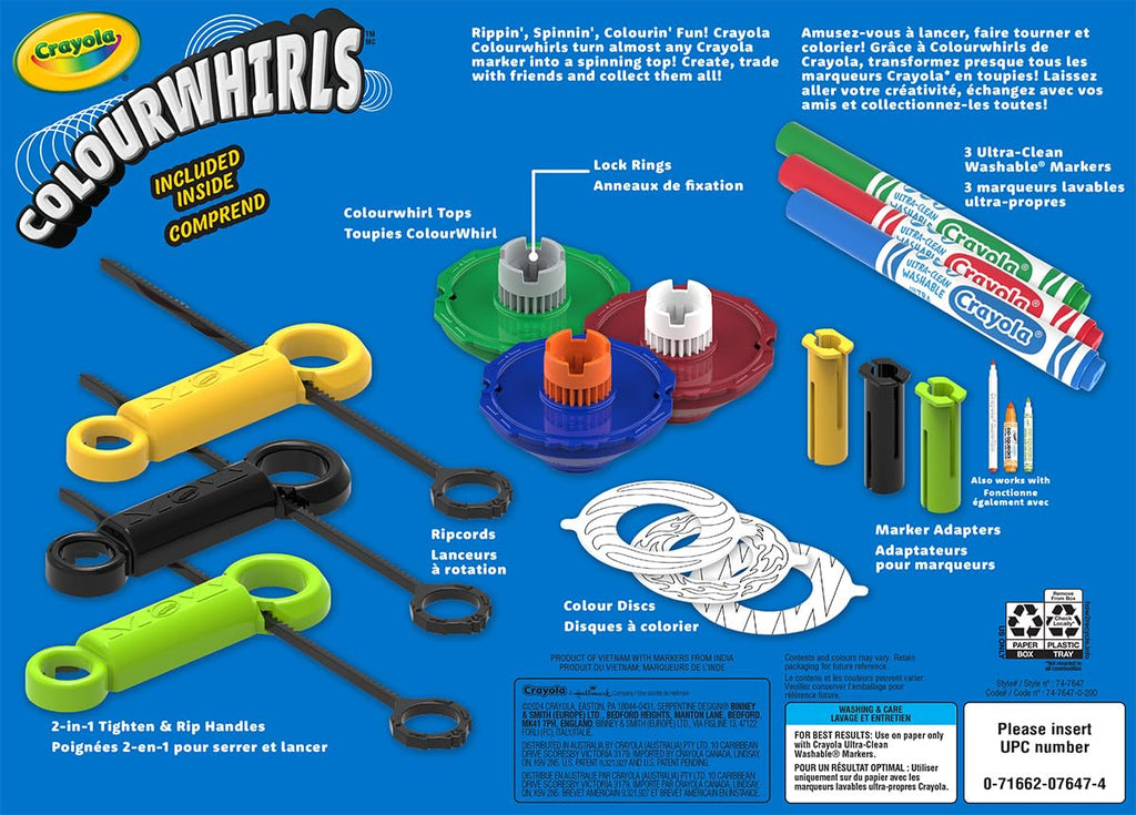 Crayola Colourwhirls (3ct) Spin Art Toy – Battling Spinning Tops for Kids Ages 6+