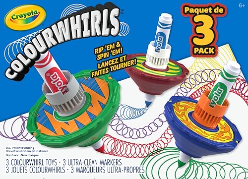 Crayola Colourwhirls (3ct) Spin Art Toy – Battling Spinning Tops for Kids Ages 6+