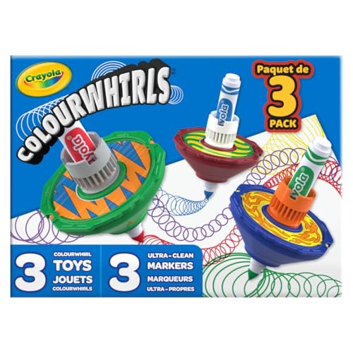 Crayola Colourwhirls (3ct) Spin Art Toy – Battling Spinning Tops for Kids Ages 6+