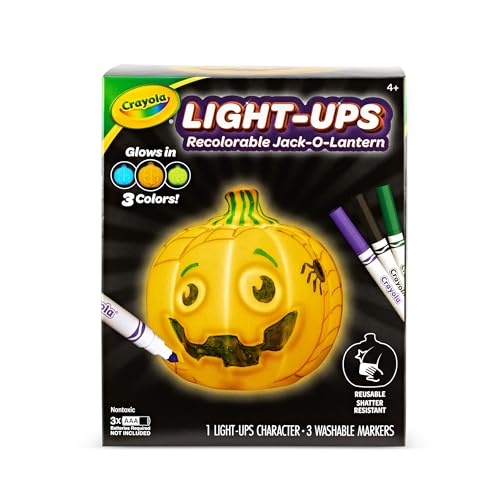Crayola Light-Ups Jack-O-Lantern: Reusable Light-Up Pumpkin Toy with Washable Markers, Glow-in-the-Dark Decor, Ages 4+