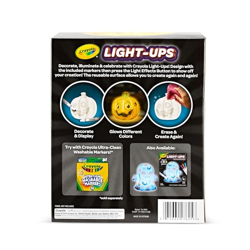 Crayola Light-Ups Jack-O-Lantern: Reusable Light-Up Pumpkin Toy with Washable Markers, Glow-in-the-Dark Decor, Ages 4+