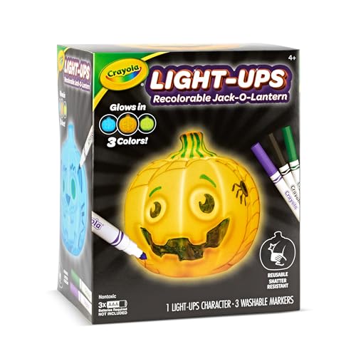 Crayola Light-Ups Jack-O-Lantern: Reusable Light-Up Pumpkin Toy with Washable Markers, Glow-in-the-Dark Decor, Ages 4+