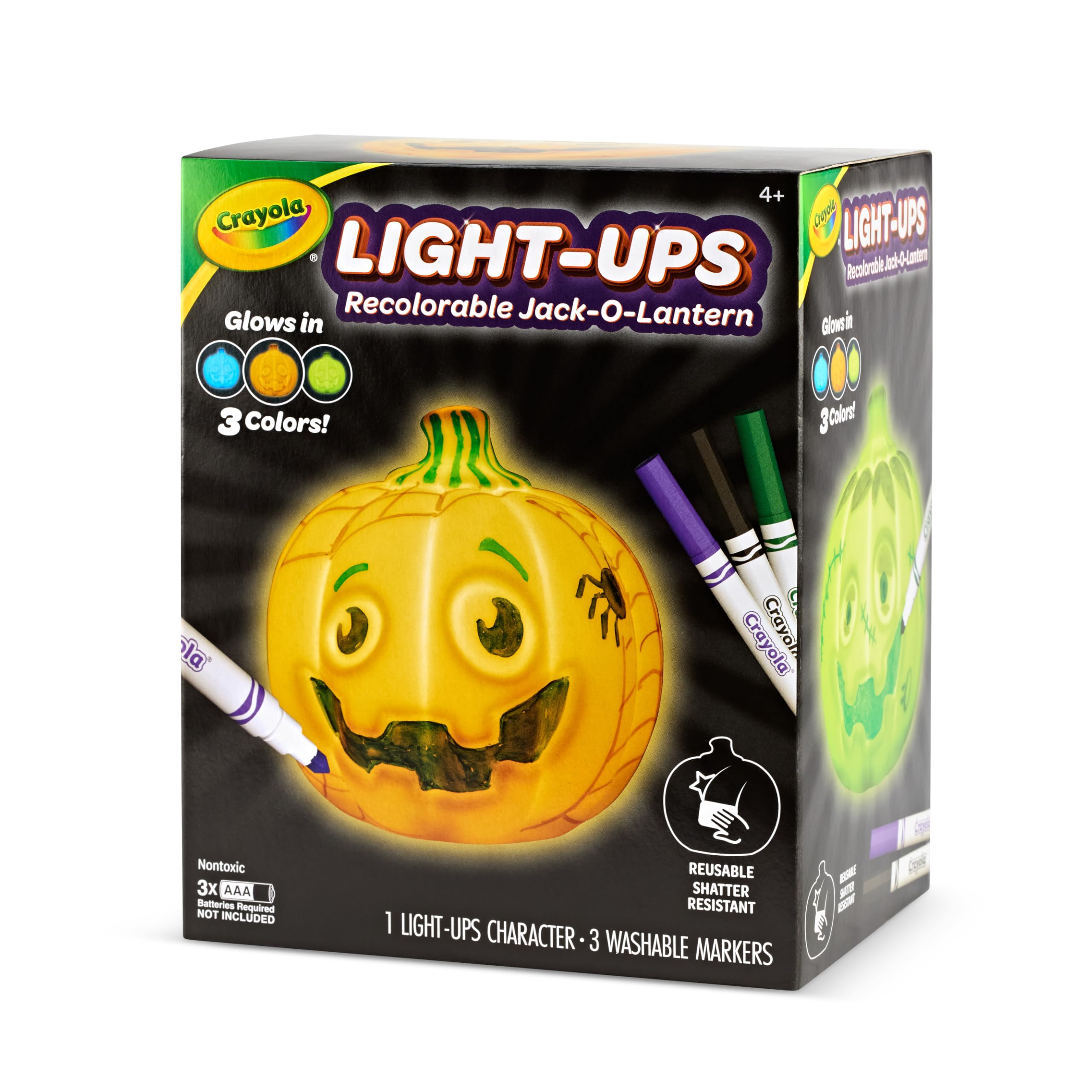 Crayola Light-Ups Jack-O-Lantern: Reusable Light-Up Pumpkin Toy with Washable Markers, Glow-in-the-Dark Decor, Ages 4+