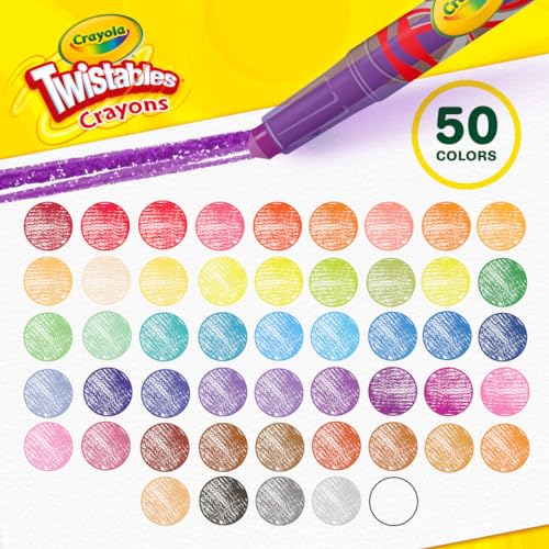 Crayola Mini Twistables Crayons (50ct) – No Sharpening, Less Mess for Kids 3+