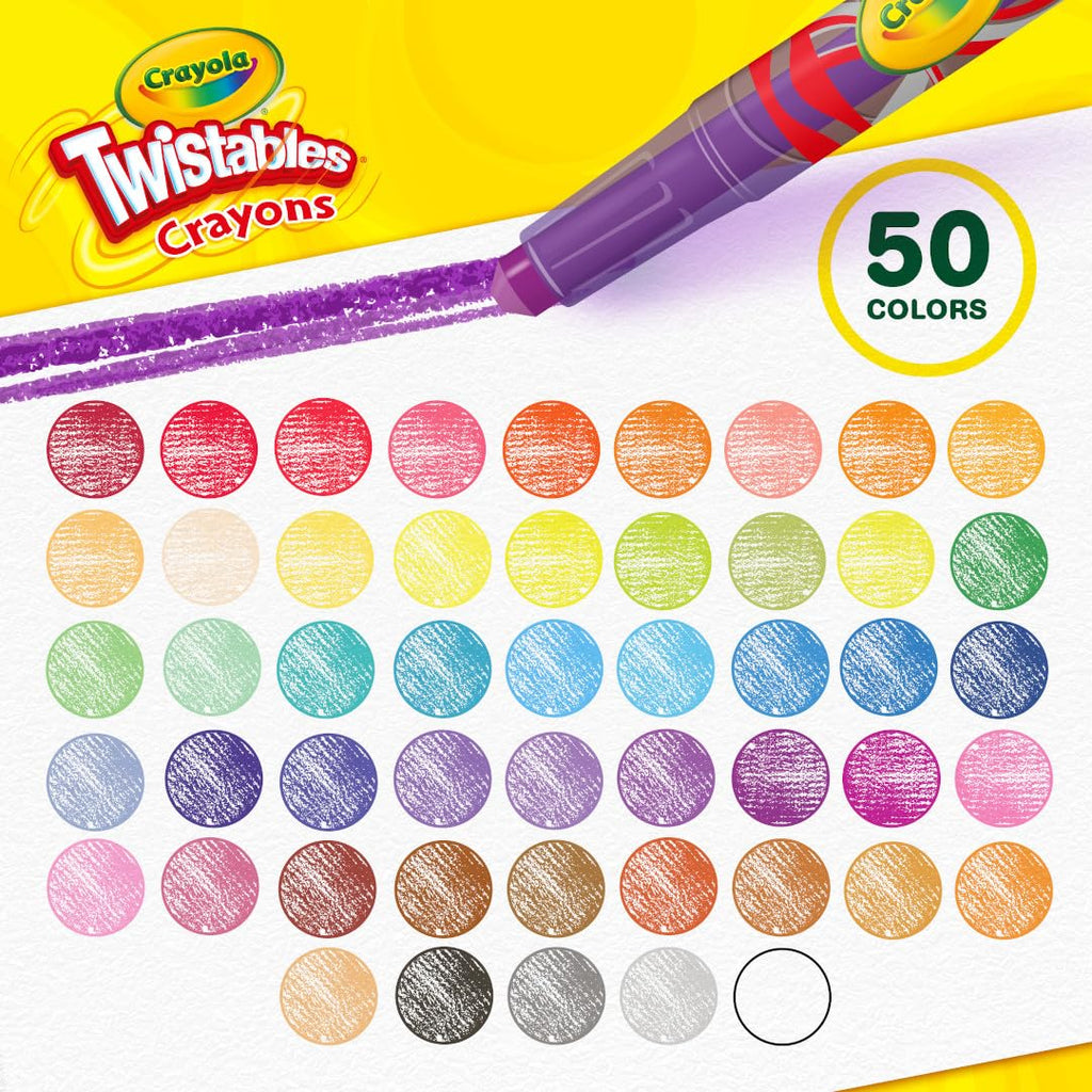 Crayola Mini Twistables Crayons (50ct) – No Sharpening, Less Mess for Kids 3+