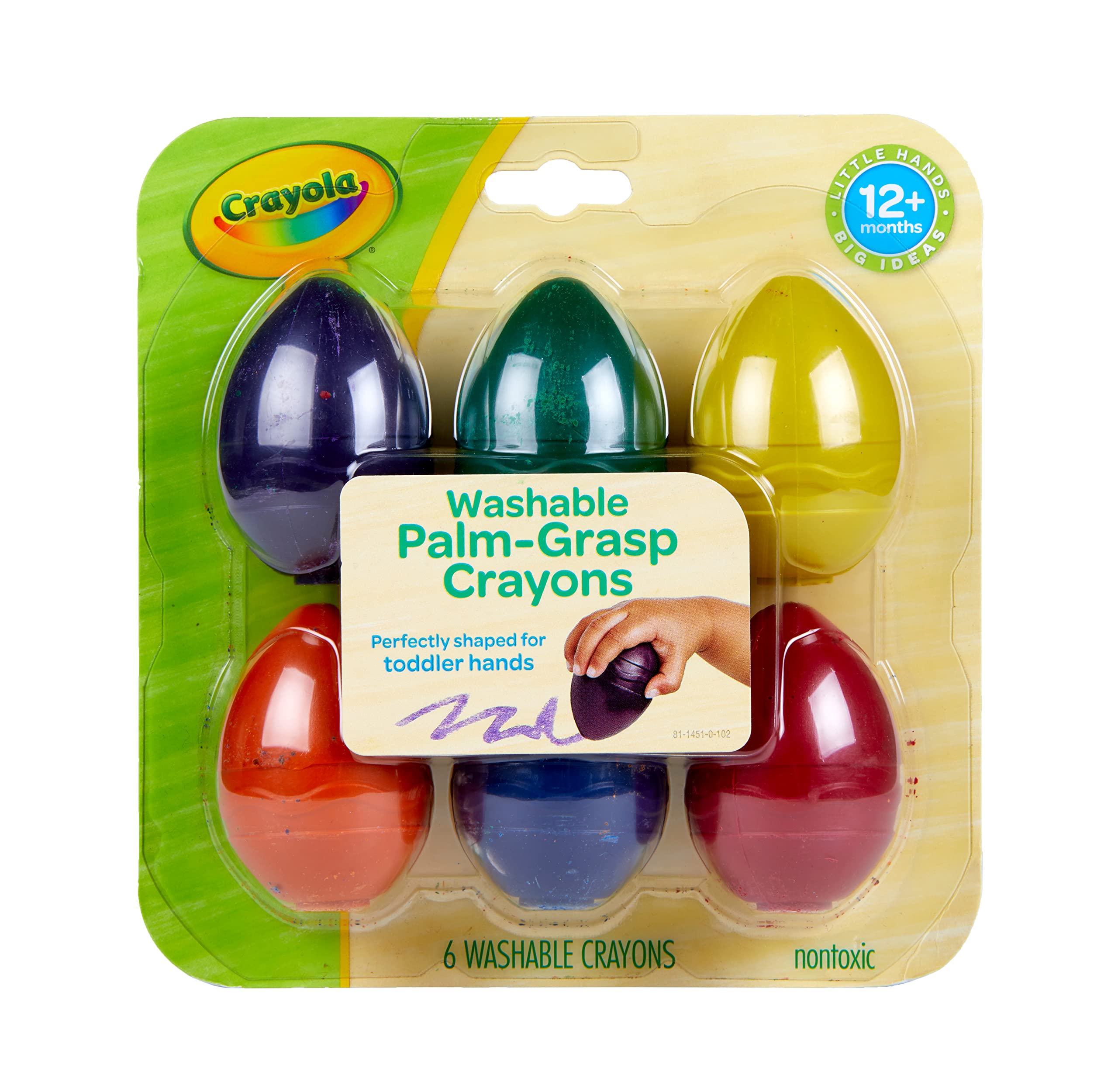 Crayola My First Palm Grip Crayons – 6 Washable Egg-Shaped Toddler Crayons