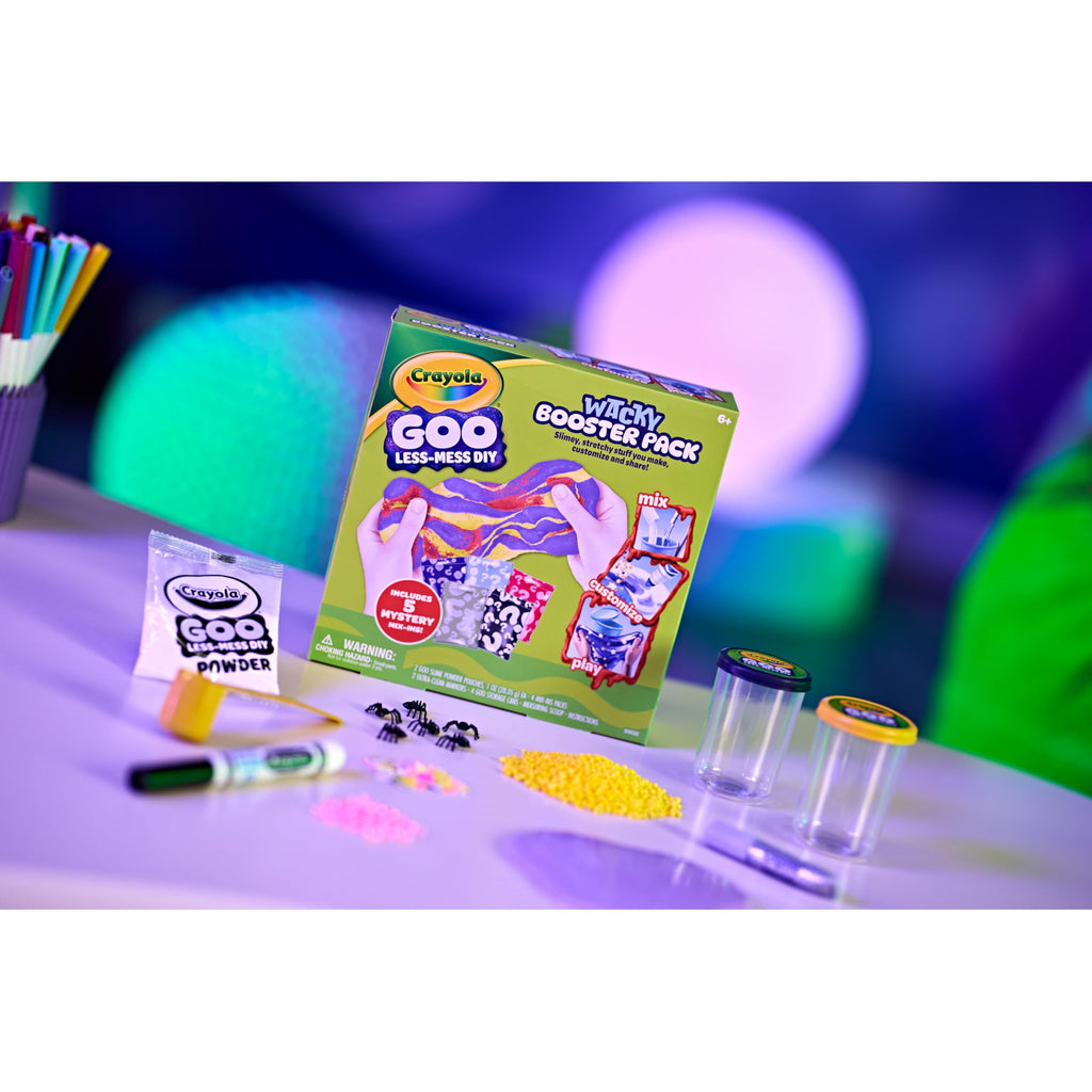 Crayola Mystery Goo Making Kit – DIY Slime Craft for Kids, Sensory Putty with Surprise Mix-Ins